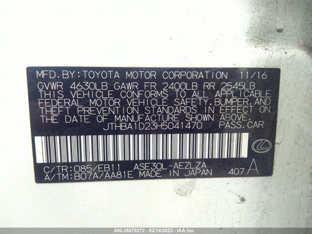 JTHBA1D23H5041470 Lexus Is Is Turbo