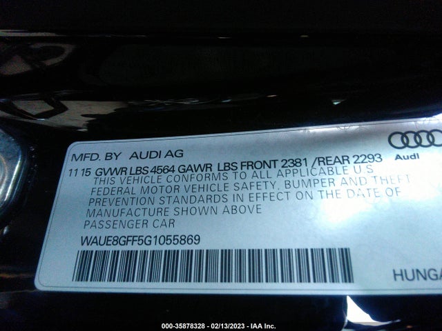 WAUE8GFF5G1055869 Audi A3 2.0t Premium Plus