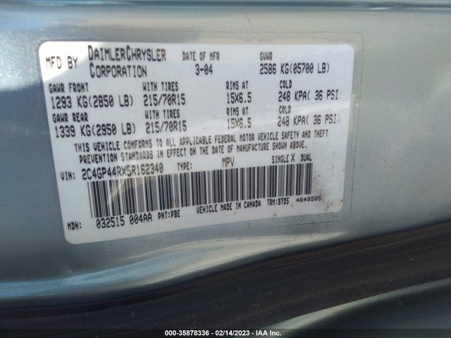 2C4GP44RX5R162340 Chrysler Town & Country