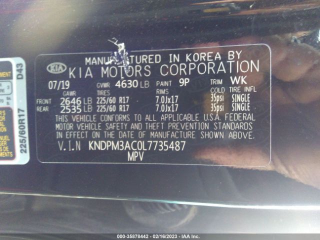 KNDPM3AC0L7735487 KIA Sportage Lx