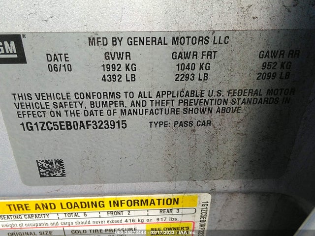 2010 CHEVROLET MALIBU LT W/1LT VIN: 1G1ZC5EB0AF323915