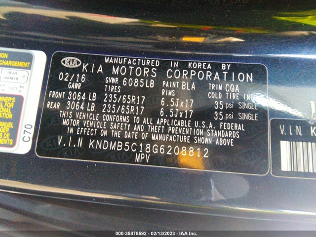 KIA SEDONA LX 2016 KNDMB5C18G6208812 Image 9