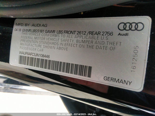 WAUF8AFC3JN108446 Audi A6 Premium/sport