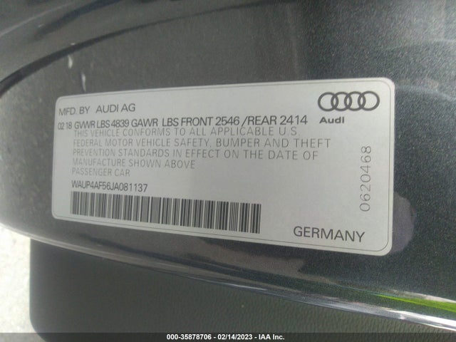 WAUP4AF56JA081137 Audi S5 Coupe Premium Plus