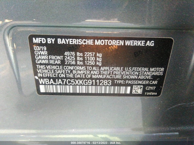WBAJA7C5XKG911283 BMW 5 Series 530i Xdrive