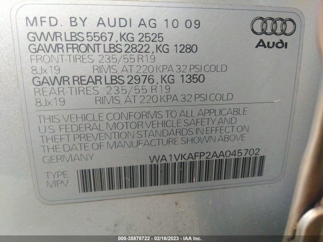 Audi Q5 2010 WA1VKAFP2AA045702 Image 9