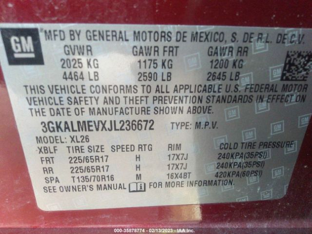 3GKALMEVXJL236672 GMC Terrain Sle
