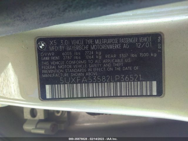 5UXFA53582LP36521 BMW X5 3.0I