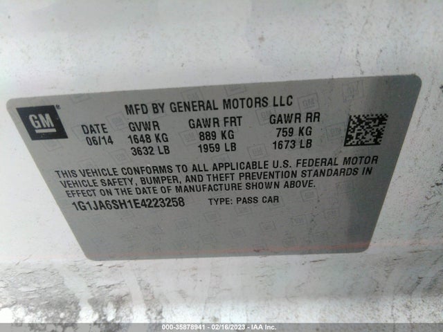 Chevrolet SONIC LS 2014 1G1JA6SH1E4223258 Image 10