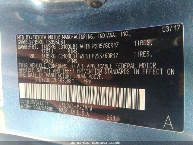 Toyota Sienna Xle Auto Access 2017 5TDYZ3DC2HS835881 Image 9