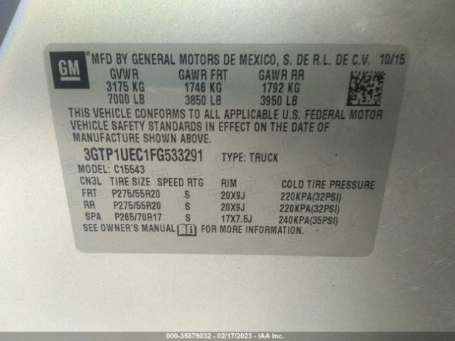 3GTP1UEC1FG533291 GMC Sierra 1500 Sle