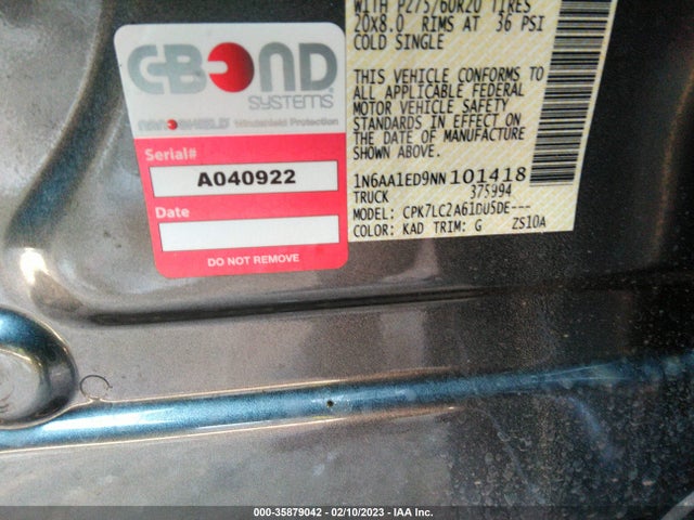 2022 Nissan Titan, VIN: 1N6AA1ED9NN101418