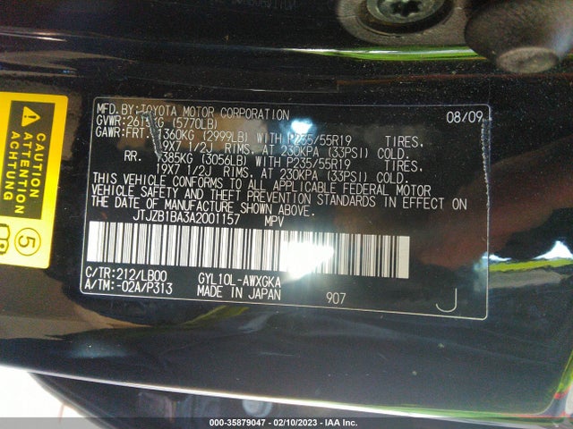Lexus RX 450H 2010 JTJZB1BA3A2001157 Image 9