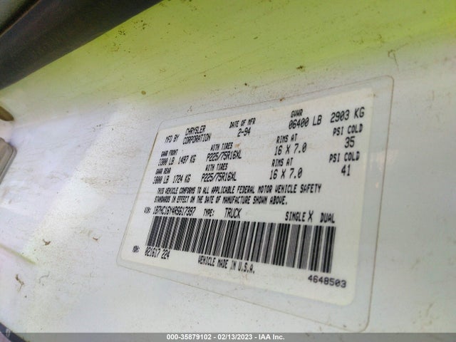 Dodge RAM 1500 1994 1B7HC16Y4RS617397 Image 10