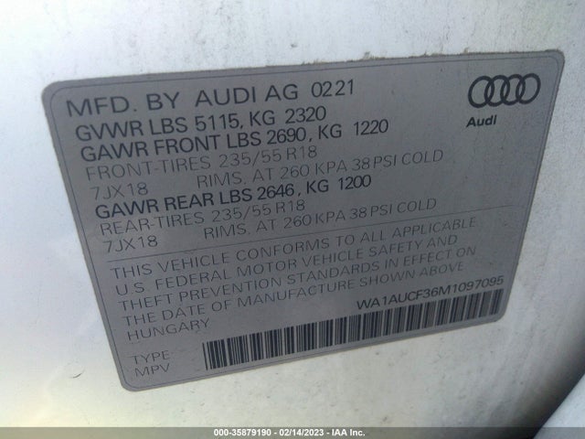 2021 Audi Q3, VIN: WA1AUCF36M1097095