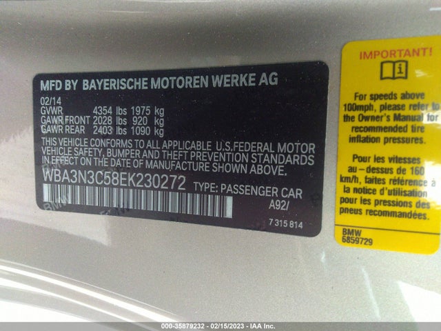 BMW 4 Series 428i 2014 WBA3N3C58EK230272 Image 9