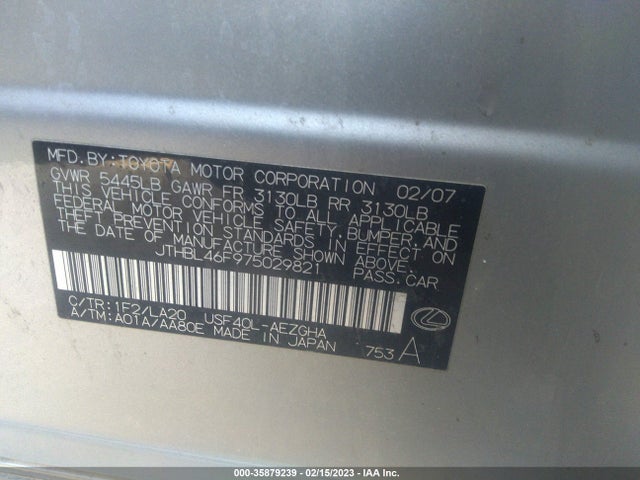 JTHBL46F975029821 Lexus LS 460