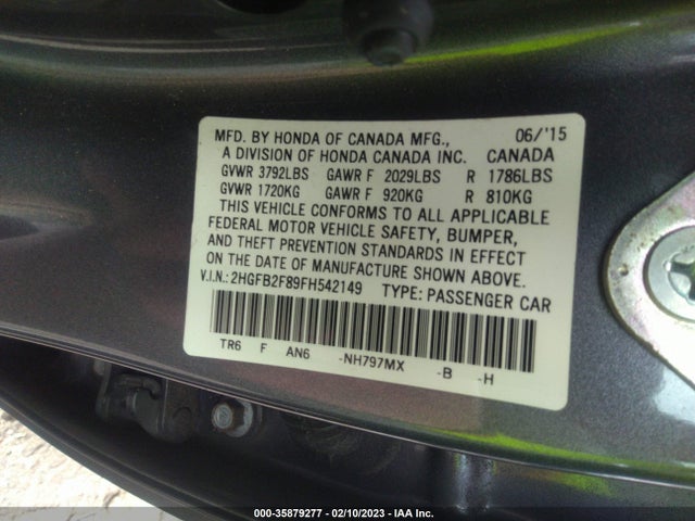 Honda Civic Sedan Ex 2015 2HGFB2F89FH542149 Image 10