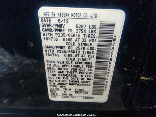 JN8AZ1MW8CW234892 Nissan Murano
