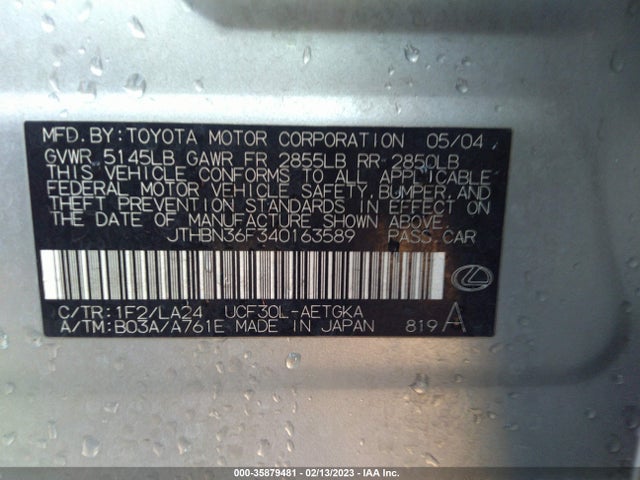 JTHBN36F340163589 Lexus LS 430