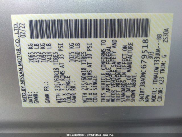 5N1BT3BA0NC679518 Nissan ROGUE SV