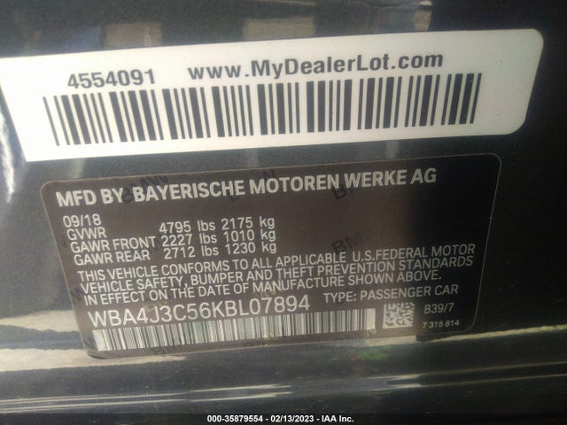 2019 BMW 4 Series, VIN: WBA4J3C56KBL07894