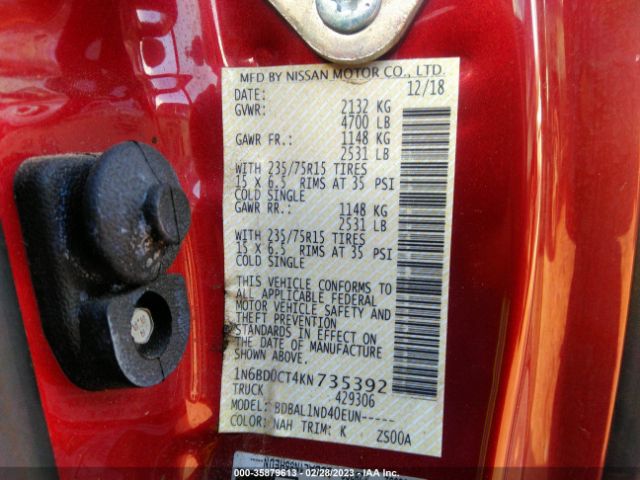 1N6BD0CT4KN735392 Nissan FRONTIER S