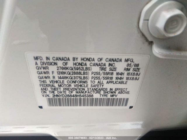 2HNYD28848H545388 Acura Mdx Sport/entertainment Pkg