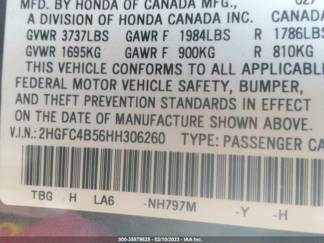 Honda Civic Coupe Lx 2017 2HGFC4B56HH306260 Image 10