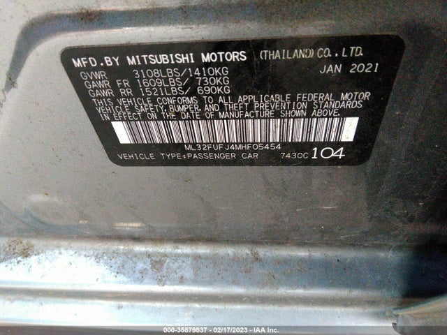 ML32FUFJ4MHF05454 Mitsubishi Mirage G4 Es/le/carbonite Edition