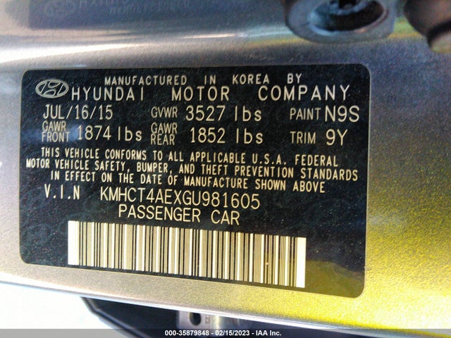 Hyundai ACCENT SE 2016 KMHCT4AEXGU981605 Image 11