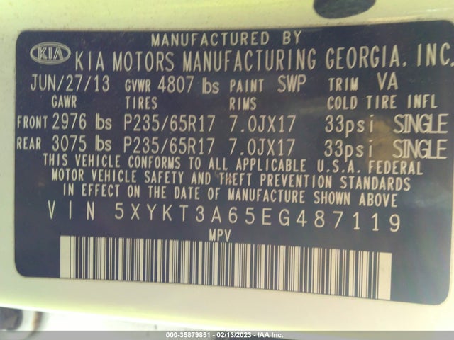 KIA SORENTO LX 2014 5XYKT3A65EG487119 Image 10