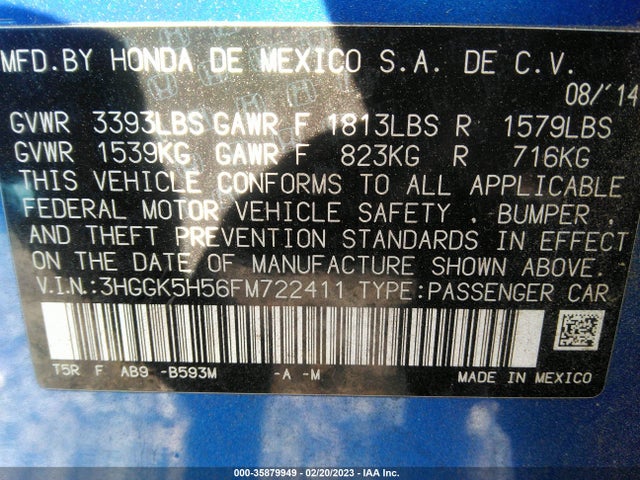 Honda FIT LX 2015 3HGGK5H56FM722411 Image 10