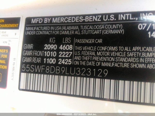 55SWF8DB9LU323129 Mercedes-Benz C-class C 300