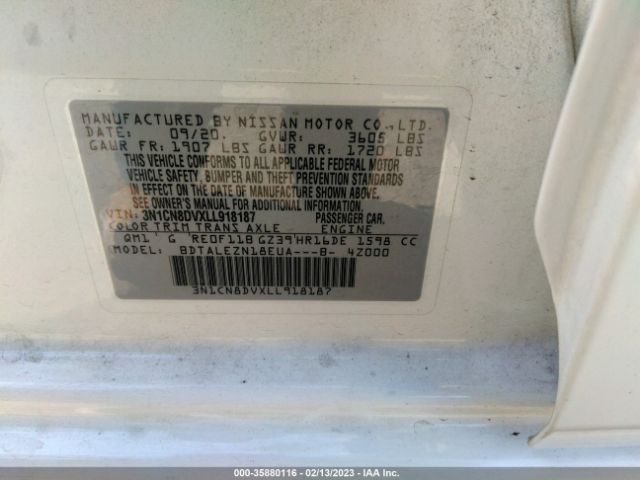 3N1CN8DVXLL918187 Nissan Versa S Xtronic Cvt
