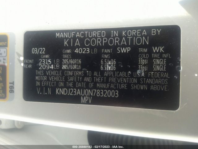 KNDJ23AU0N7832003 KIA SOUL LX