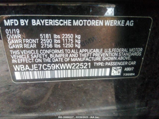 WBAJE7C59KWW22521 BMW 5 Series 540i Xdrive