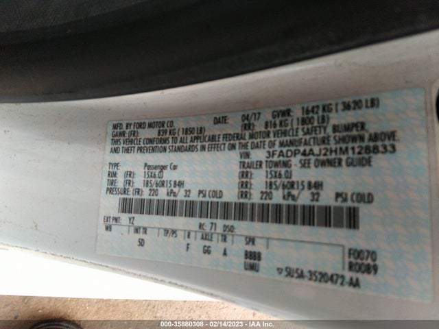 Ford FIESTA S 2017 3FADP4AJ2HM128833 Image 9