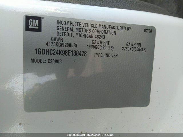 2008 GMC SIERRA 2500HD WORK TRUCK VIN: 1GDHC24K98E188478