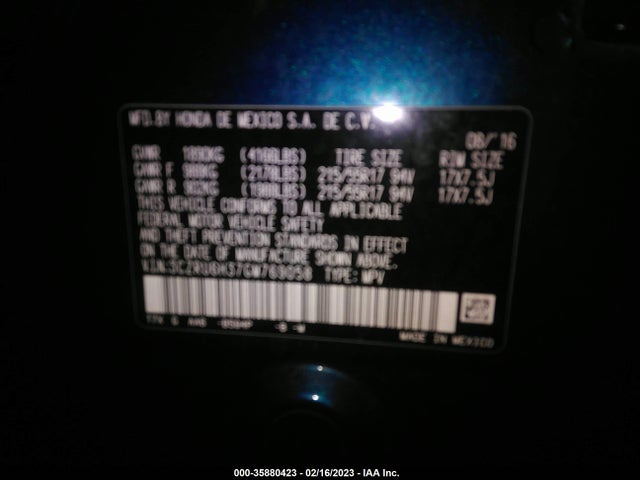 2016 Honda HR-V, VIN: 3CZRU6H37GM769058