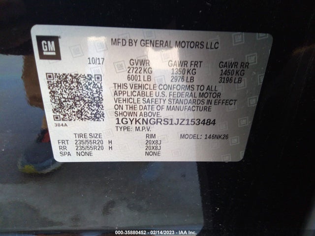 1GYKNGRS1JZ153484 Cadillac Xt5 Platinum Awd