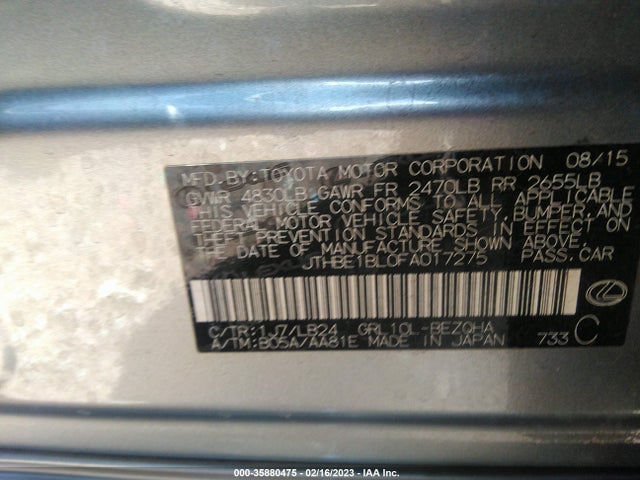 JTHBE1BL0FA017275 Lexus GS 350