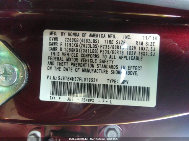 5J8TB4H57FL019524 Acura Rdx Tech Pkg
