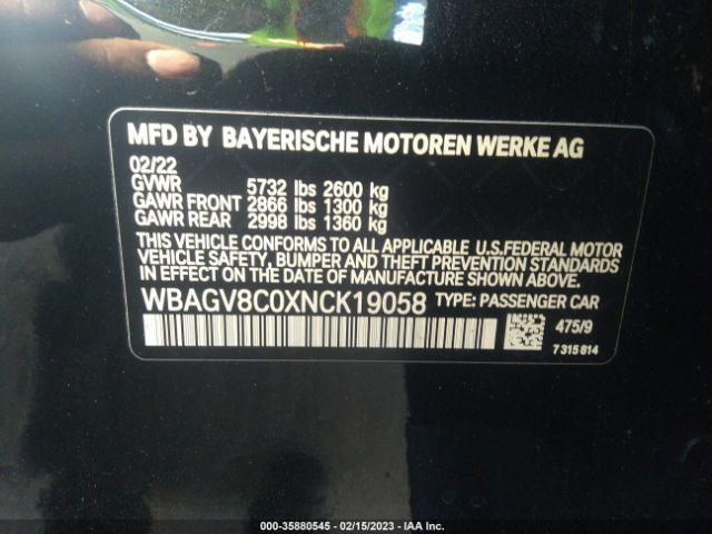 WBAGV8C0XNCK19058 BMW 8 Series M850i