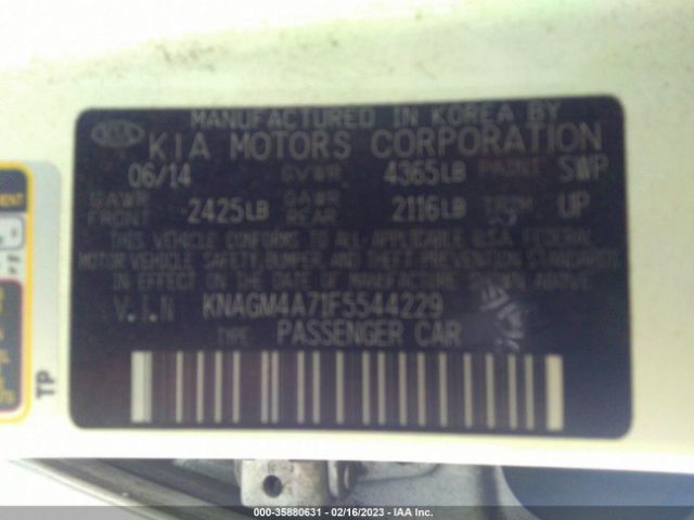 KNAGM4A71F5544229 KIA Optima Lx