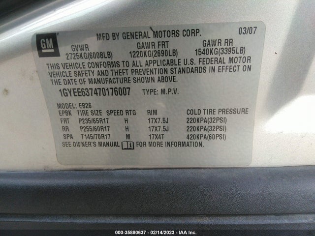 1GYEE637470176007 Cadillac SRX