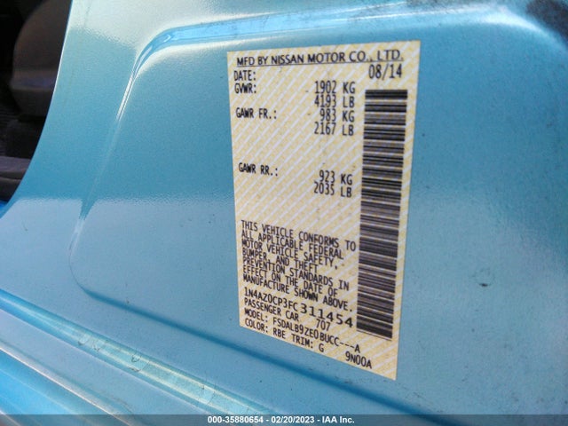 2015 Nissan Leaf, VIN: 1N4AZ0CP3FC311454