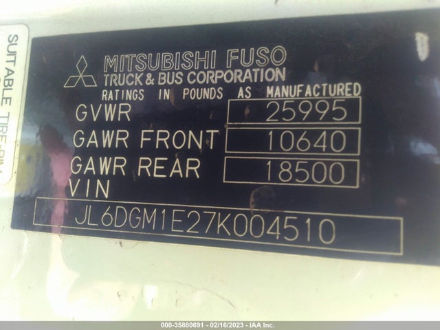 Продаж на аукціоні авто 2007 Mitsubishi Fuso Truck Fm 61f, vin: JL6DGM1E27K004510, номер лоту: 35880691