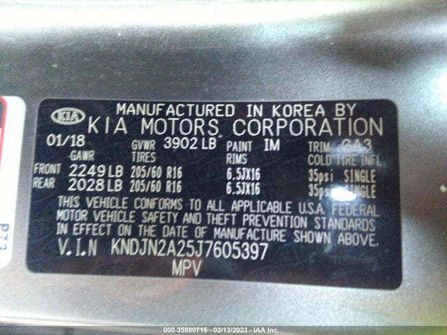 KIA Soul Base 2018 KNDJN2A25J7605397 Image 11