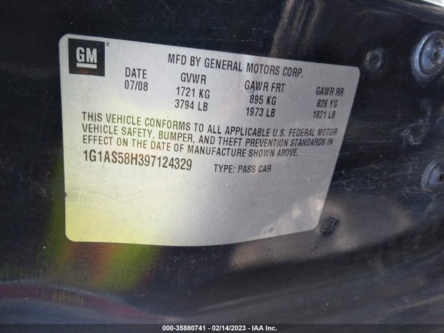 2009 CHEVROLET COBALT LS VIN: 1G1AS58H397124329